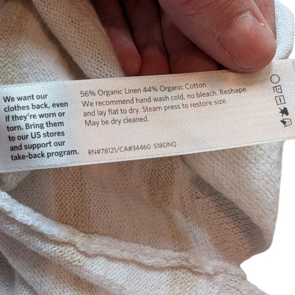 Eileen Fisher Organic Linen Blend Striped Sweater Women's M Fisherman Mature - Picture 12 of 14